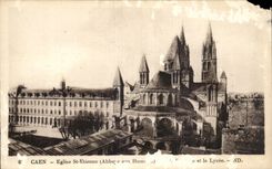 CPA Caen Church St Etienne Abbey With the men