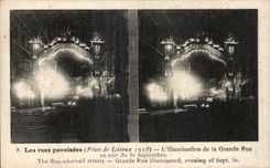 CPA the streets pavoisees Lisieux the illumination of Main street at the evening September 30th 1925