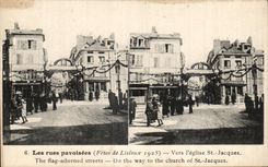 CPA the streets pavoisees Lisieux Towards the church St Jacques September 30th 1925