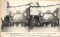 CPA the streets pavoisees Lisieux With Entering of the street of Livarot September 30th 1925