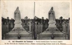 CPA With the Cemetery of Lisieux Statue surmounting the old one fall from co Therese of the Jesus Child