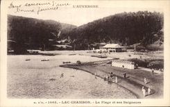 CPA Auvergne Lake Chambon the Beach and its Bathers