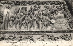 Puerta central de la catedral de CPA Bourges el juicio pasado Damnes