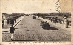CPA Deauville Flowered Beach Street Gontaut Biron and Tennis