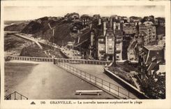 CPA Granville La nouvelle terrasse surplombant la Plage