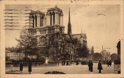 CPA Small Tableaux De Paris the Notre Dame Cathedral and the quay of Montabello Notre Dame
