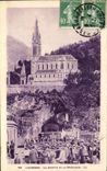 CPA Lourdes the Cave And the Basilica