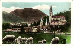 CPA Lourdes the Basilica and the Peak of Jer sheep