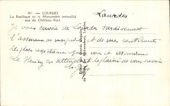 CPA Lourdes the Basilica and the Interallied Monument Seen of the Castle Fort