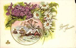 La fantasia de CPA florece Feliz Ano Nuevo