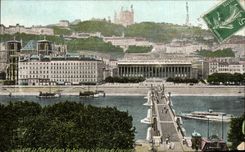 CPA Lyon the Bridge of the Law courts the Slope of Fourvieres