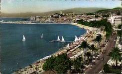 CPA Cannes the Beach And the Walk Of the Small cross