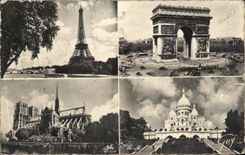 CPA Paris y sus maravillas la torre Eiffel Arc De Triomphe