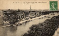 Estacion de tren de CPA Paris del Quay de Orsay y de la torre Eiffel del panorama del paladar