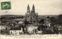 CPA Tours Cathedrale Saint Gatien La Tour Nord La Tour Sud et Transept