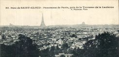CPA Park of Saint Cloud Panorama of Paris taken of the Terrace of the Lantern Eiffel Tower