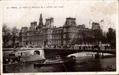 CPA Paris Le Pont D'arcole L'hotel de Ville Peniche