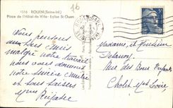 CPSM Rouen Places Town hall Church St Ouen