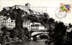 CPSM Lourdes the Castle Fort and Gave