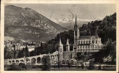 CPA Lourdes the Basilica and the Peak of Jer