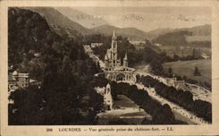 CPA Lourdes View taken Castle Fort