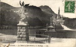 CPA Lourdes Statue of Saint Michel and the Basilica