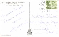 CPA Geneva the Pier of the Pastures the water jet and Mont Blanc