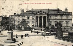 CPA Limoges Law courts and Statue Gay Lussac Tram