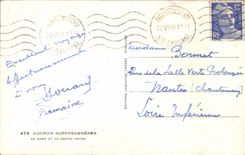 CPA Luchon Superbagneres Train station and the large hotel