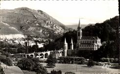 CPA Lourdes the Basilica and the Peak of Jer