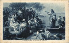 CPA La Bonne nouvelle du royaume de la Justice Jesus Christ