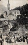 CPA Lourdes the Cave and the Basilica