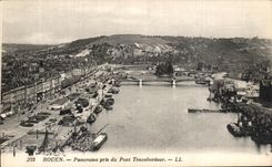 CPA Rouen Panorama taken of the Transporter bridge