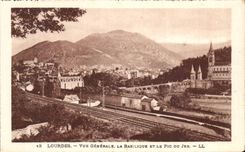 CPA Lourdes View the Basilica And the Peak Of Jer