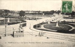 CPA Tours the Public gardens Descartes and Rabelais the stone Bridge and the Loire