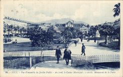 Cuadro total de CPA Niza del jardin publico en la parte inferior el monumento municipal del casino de la poesia