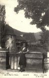 REPRO Sur Le pont Thann Alsace Femme Folklore Costume