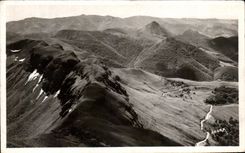 CPSM At the Top of Puy Mary Panorama on Puy Griou the Lead of the Cantal and rocks of Peyre Arse