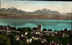 CPA Lausanne the Tower El Bel Air the Alps