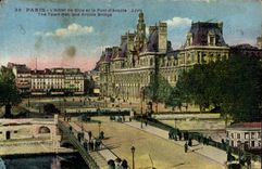 CPA Paris the hotel the Town hall and the Bridge of Arcole