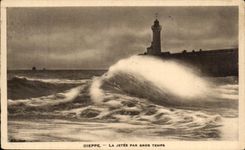 CPA Dieppe el embarcadero por el tiempo pesado