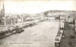 CPA Rouen Panorama Taken of the Transporter bridge Boats