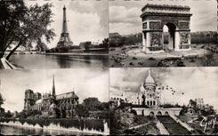 CPA Paris y sus maravillas la torre Eiffel Arc De Triomphe de Etoile el corazon de Montmartre de la consagracion