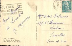 CPA Lourdes the virgin with the cave