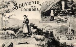 CPA Souvenir Of Lourdes Sheep