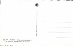 CPA Paris the Avenue of I' Opera Seen from of the Large Hotel of the Louvre