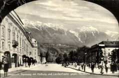 CPA Innsbruck Rennweg put Hofburg und Landestheater Gegen Nordkette