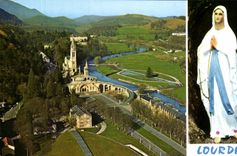 MODERN CARD Lourdes View towards the Sanctuaries