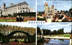 CPSM Bourges la catedral St Etienne Cathdrale el jardin de los jardines cercanos de Fichaux de Pree Fichaux