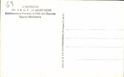 CPA Auvergne the Mount Gilds Hydropathic establishment the Hall of the Madeleine Sources